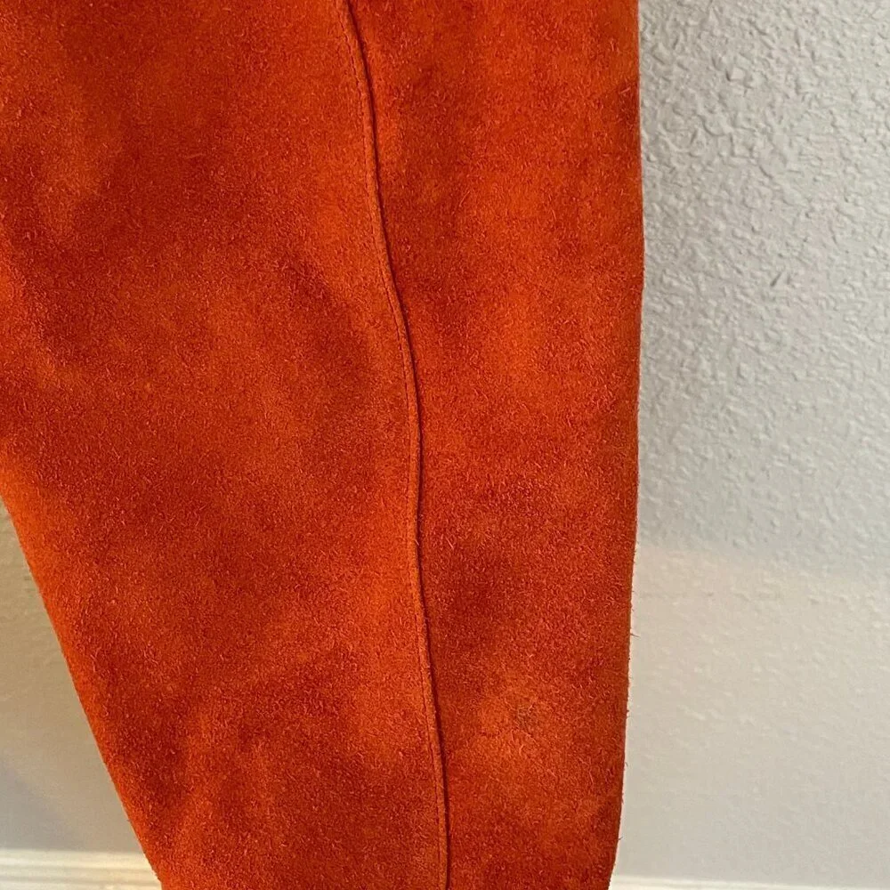 Free People Suede Apron Midi Dress in Rust Orange Sz. 0